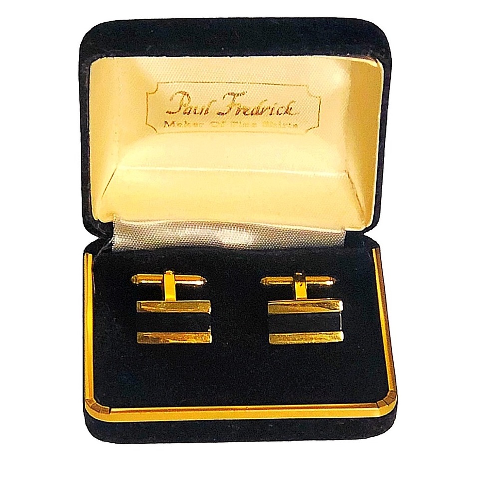 Paul Fredrick, Makers Of Fine Shirts, (Vintage) Gold-tone Cufflinks & Case “New”